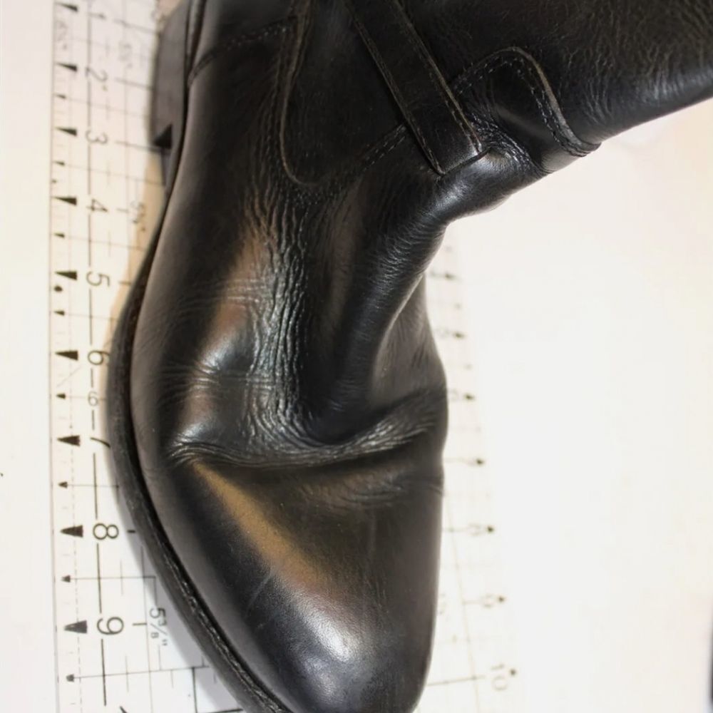 Frye Lindsay Plate Tall Black Leather Harness Riding Boots - Picture 11 of 13